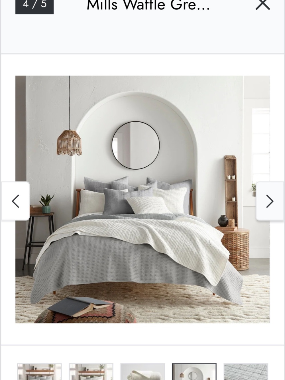 Distressed Wash Waffle Queen Quilt Set - Gray